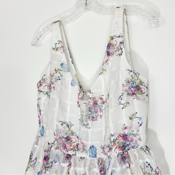 Maeve for Anthropologie Peony Garden White Floral Print Mini Dress Size 8 NWT - Picture 3 of 11